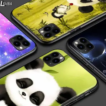 Roztomilá Panda Pre iPhone 12 Pro Max Mini 11 Pro XS Max X XR 6S 6 7 8 Plus 5S Bright Black Telefón Prípade
