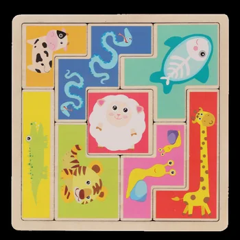 Farebné 3D Cartoon Zvieratá Tvar Hra Drevené Puzzle Skladačka Hračky Pre Deti, Inteligencia, Rozvoj Dieťa Vzdelávacie Hračky