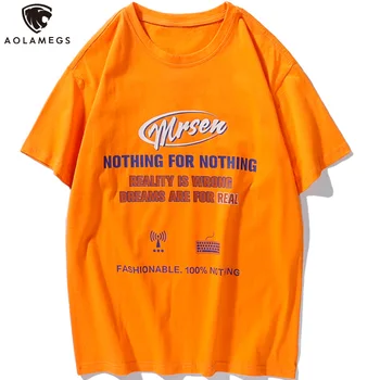 Aolamegs pánske T-Shirts Hip Hop List Tlač Krátke Sleeve T-shirt Mužov Lete Ležérne Módne High Street Harajuku Mužov Oblečenie