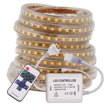 220V EÚ 2835 LED Pásy Nepremokavé 120leds/m LED Pásky Pásky Lampa Prúžok Led Svetlo Pre Domáce Dekorácie
