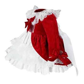 4PCS Velet Jeseň Zima Dievča Boutique Vintage Šaty španielskej Deti Tutu Lolita Princezná Zdobiť Vianočné Party Šaty pre deti
