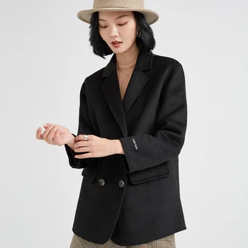 [Výbuch nové produkty] 2020 jeseň a v zime nový kabát vyhovovali golier farbou vlna obojstranné vlnené kabát ženy