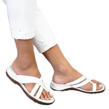 Ženy Bežné Sandále Kožené Topánky Žena Pohodlie Retro BuckleStrap Bytov Sandále Oblek pre Pláž Plataformas Mujer Sandalias D750