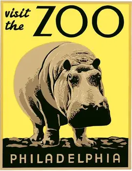 Navštívte Zoo Philadelphia NÁS Travel Tour Krajiny Plagát Vintage Retro Plátno DIY Samolepky na Stenu Domov Plagáty Umenie Bar Dekor