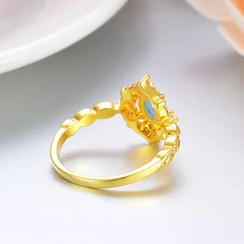 Striebornom Krúžku Európskej Vyrezávané Zlatá Farba Crystal Svadobné Zapojenie Chvost Krúžky Darček Pre Ženy CZ Party Prstene, Šperky
