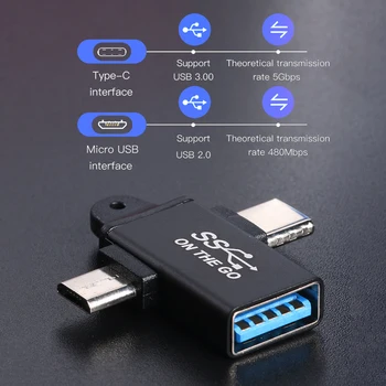 Typ-C, USB 3.0 Adapter USB3.0 Žena, TYP-C Muž, Micro USB Muž, S OTG Funkcie, Vhodné Pre Huawei Samsung PC