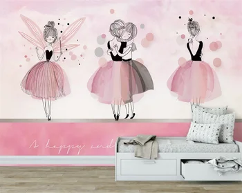 Vlastné 3D fotografie tapety nástenná maľba Nordic in pink balet girl detskej izby pozadí stenu, dekorácie, maliarstvo,