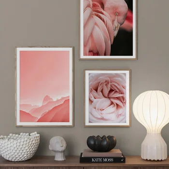 Ružový Kvet Flamingo Nordic Plagáty A Tlač Wall Art Plátno, Maľovanie Obrazov Na Stenu Pre Obývacia Izba Škandinávskych Domova