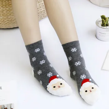 1 Páry Vianočné Ženy Dámy Teplé Elk Snehuliak Ponožky Bežné Vianočné Bavlnené Ponožky Roztomilý Unisex Ponožky Dlhé a krátke Ponožky