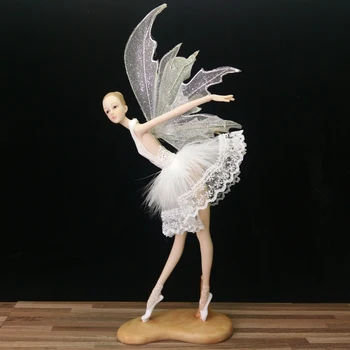 Víla Živice anjel socha diy krídla Záhradné Figúrky sochy Krásna Balet Girl Biele Svadobné Dary domáce dekorácie