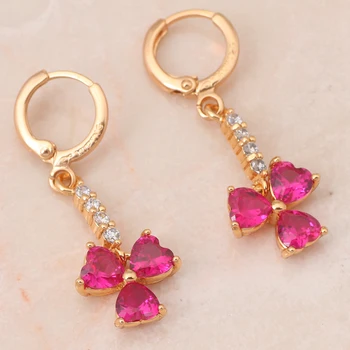 Fascinujúce Rose Zirkón crystal zlatý tón Šperky Sady Drop Náušnice, Náhrdelník & Prívesok Módne Šperky JS372A