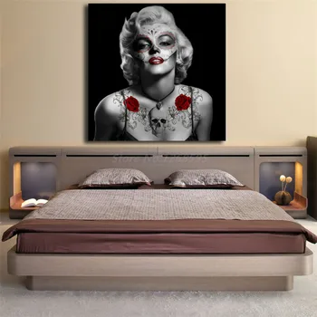 Marilyns Monroes Plagát Lebky Rose Tlač Plátno Na Maľovanie Obývacia Izba Domova Moderné Nástenné Art Olejomaľba Umelecké Diela