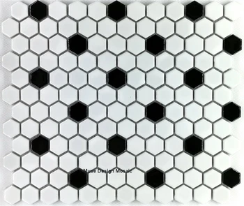 Black White Nordic Hexagon Porcelánu Lesklý, Matný Keramické Mozaikové dlaždice,kuchyňa backsplash kúpeľňa bazén stenu dlažieb 23 mm