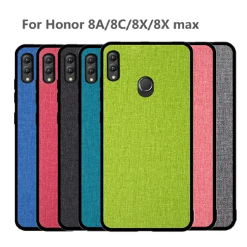 Pre Huawei Honor 8A Prípade 8X 8C Kryt Luxusné Tkaniny Silikónové Okraji TPU Coque PC Pevný Späť Prípade Huawei Honor 8X Max prípade