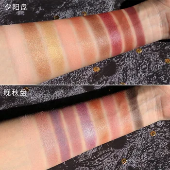 Xixi západ slnka farba eyeshadow palety 9 farieb zlata červené svetlo fialová údená pigment nepremokavé dlhotrvajúci jeseň eyeshadow AC070