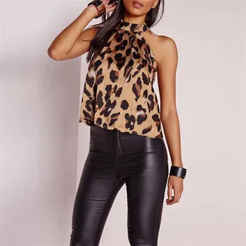 Ženy Sexy Leopard Tlačené Okolo Satin Camis Vesta Lady Príležitostné Voľné Pravidelné Priľnavosť Bez Rukávov, Blúzky, Topy