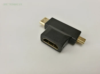 Pôvodné Cena 100ks/množstvo 3 v 1, HDMI Female na Mini HDMI Samec + Micro HDMI Samec Adaptér Konektor Doprava Zadarmo
