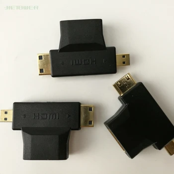 Pôvodné Cena 100ks/množstvo 3 v 1, HDMI Female na Mini HDMI Samec + Micro HDMI Samec Adaptér Konektor Doprava Zadarmo
