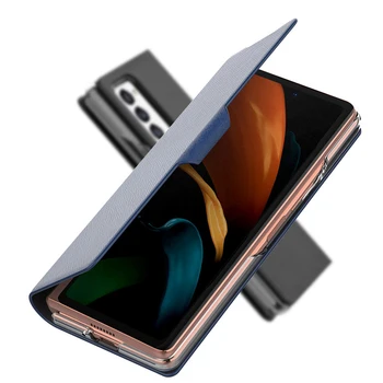 Galaxy 2 Násobne Prípade obal pre Samsung Galaxy Z Fold2 5G Kože Flip Prípade Mobilný Telefón Shell 2 Farby Voliteľné Nové Prírastky