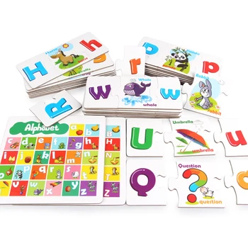 Puzzle veľké a malé písmeno zodpovedajúce karty detí anglický raného vzdelávania kognitívne veľké puzzle, hračky darček deti hračka