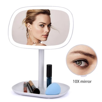 LED Multi-Funkcie Dotykového Displeja make-up Zrkadlo so Svetlom 10X Zväčšovacie Tabuľka make-up Zrkadlá Úložný Box pre Ženy, make-up