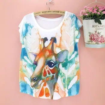 Krásne Žirafa vzor t-shirt krátkym rukávom letné tee ženy top tees Európy a Ameriky móda tlačené tričko doprava zadarmo