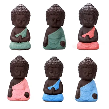 4.9*9.5 CM Budhizmus Litlle Meditácie Mních Malé Sochy Miniatúrne Plavidlá Sôch Budhu Hliny Mini Čínsky Buddhizmus, Zen Mníchov