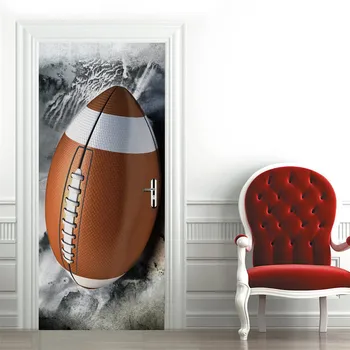 Rugby Tapiet Na Dvere samolepiace PVC Plagát Pre Spálne Chlapci Izba Domov Dizajn, Dekorácie, Nálepky, DIY nástenná maľba Deurstickers