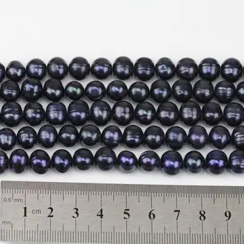DIY Voľné Pearl Šperky,9-10 mm Čierna Farba Real Sladkovodné Perly Voľné Korálky,15inches Jednu celú Oblasť činnosti