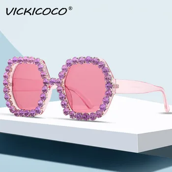 Lesklé Diamond slnečné Okuliare Ženy Nadrozmerné Námestie Dámy Veľkého Rámu 2020 Módne Retro Candy Crystal Drahokamu slnečné Okuliare UV400