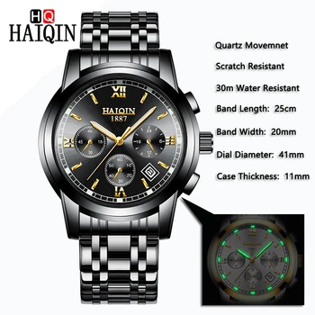 HAIQIN Quartz Hodinky pánske 2019 Luxusné značky Gold vojenské športové hodinky pánske náramkové hodiny nepremokavé reloj hombre