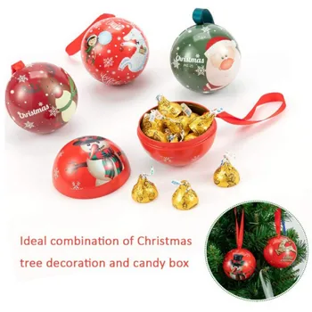 Horúci Vianočný Roztomilý Plech Darčeka Tvorivé Santa Claus Elk Visí Loptu Vianočný Strom Cookie Candy Jar Darčeková Taška Dekorácie