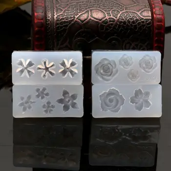 4Pcs 3D Silikónové Kvety Nail Art Formy UV Expory Živice Cabochon Šperky Robiť