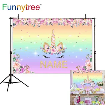 Funnytree jednorožec pozadie fotografické štúdio narodeniny rainbow deti kvet farebné vlastné pozadie photobooth Photowall