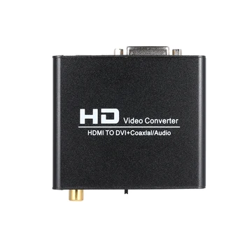 HD DVI Konvertor, Koaxiálny 3.5 Audio Analógový a Digitálny Signál Adaptér pre DVD PS3 STB Notebook Playstation S 3,5 mm Jack