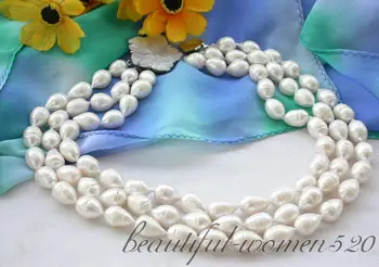 Z4495 3row 16 mm biela drip sladkovodných kultivovaných perlový náhrdelník