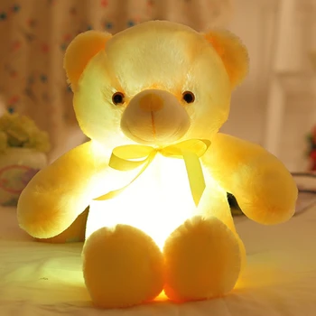 Roztomilý rozsvieti LED Induktívne macko Zvieratá Plyšové Hračky Farebné Žiariace Medvedík Darček Na Narodeniny