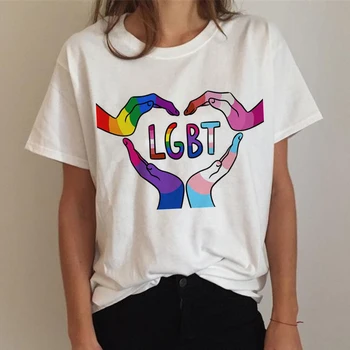 Letné Ženy T-shirts Lgbt T Shirt Lesbické Rainbow T-shirt Ullzang Vtipné Tričko 90. rokoch Láska Vyhráva Tričko Graphic Tee Tričko Oblečenie