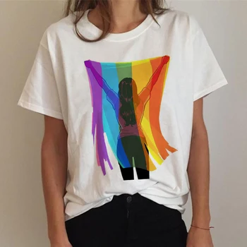 Letné Ženy T-shirts Lgbt T Shirt Lesbické Rainbow T-shirt Ullzang Vtipné Tričko 90. rokoch Láska Vyhráva Tričko Graphic Tee Tričko Oblečenie