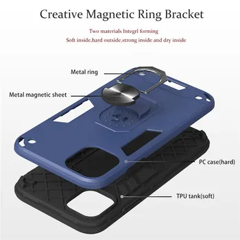 Shockproof Brnenie Stojan Telefón puzdro Pre iPhone 12 11 Pro X Xs MAX XR 6 6 7 8 Plus Prst Magnetický Krúžok Držiak Anti-Jeseň Kryt