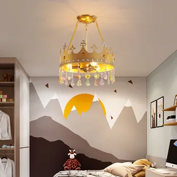 Detská izba koruny krištáľový luster dievča, chlapec moderný minimalistický princezná izba lampa spálňa lampa