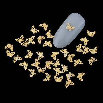 100ks/Vrecko Sova Vzor Zlaté Kovové Hroty Vločiek Na Nechty Charms Motýľ Ultra-tenké Punk Nit Manikúra 3D Nail Art, Ozdoby