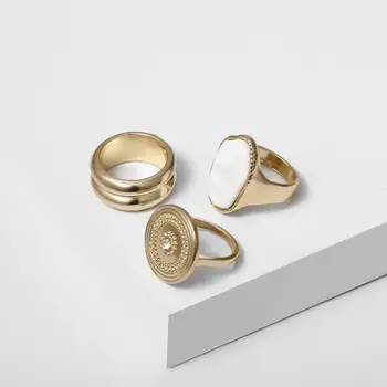 Nové 3ks/nastaviť Jednoduché Vintage Geometrie Kola Zlata Prst Prsteň Pre Ženy Výročie Svadby Ženské Šperky Darček