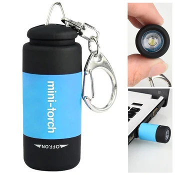 NewOutdoor Drobné Pocket Torch USB Nabíjanie LED Svetlo Prenosné Krúžok na Baterky Lampy Baterky Nabíjacie Keychain Dekoratívne Horák
