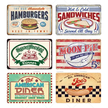 Pizza Hot Dog Káva Cafe Bistro Vintage Tin Znamení Retro Kovové Prihlásiť Doska, Kov Vintage Steny Výzdoba Pre Jedáleň Decorati