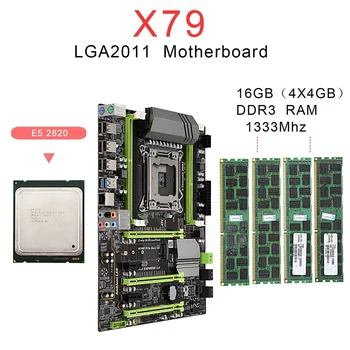 X79 Doske LGA2011 Kombinovaný s E5 2620 CPU 4-Ch 16GB(4X4GB)DDR3 RAM 133hz NVME M. 2 SSD Slot