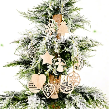 Vianočné Ozdoby pre Domáce Vianočné Drevené Vianočný Strom Ornament Visí Noel Natal Navidad Dekor Nový Rok Deti Darčeky