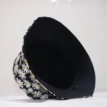 SUOGRY Chryzantéma Lete Ženy Reverzibilné Klobúk Bavlna Vytlačené Kvetinový Vedierko Hat Jar opaľovací Krém Rybárske Spp Pláž Panama Bob