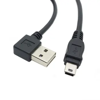 100ks/veľa Samec na USB 2.0 Mini USB 5Pin Muž Kábla 100 cm 1m 3 ft Reverzibilné Dizajn Vľavo a v Pravom Uhle 90 Stupňov