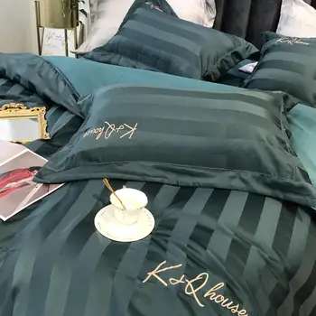 30 Luxusné 60-tych rokov, posteľná bielizeň z Egyptskej Bavlny nastaviť Výšivky farbou Hotel Domácnosti Posteľ nastaviť Perinu Posteľ List King size Queen